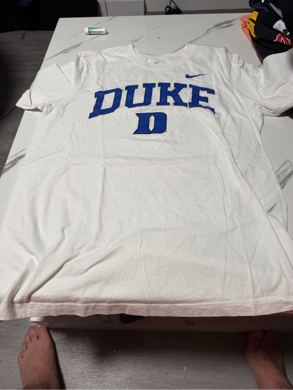 Nike White Short Sleeve T-Shirt with Blue Duke Logo